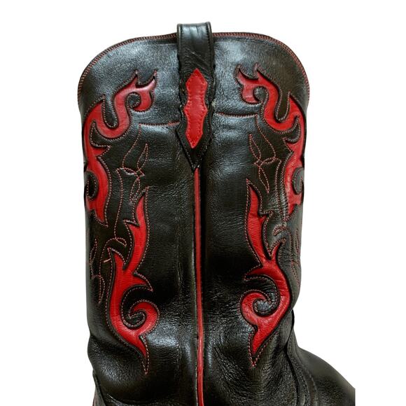 Lucchese 1883 Black and Red Western Cowboy Boots, size 8.5 - Picture 4 of 11